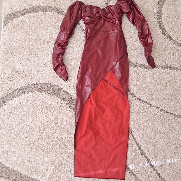 FINAL SALE. Zeynep Arcay Strapless Patent Leather Dress - Picture 6 of 9